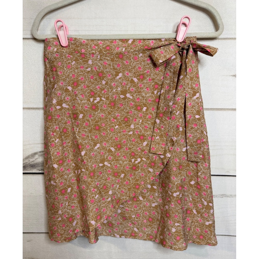 Vero Moda VMELIN Floral Wrap‎ Mini Skirt Tigers Eye Brown Pink Size M NWT